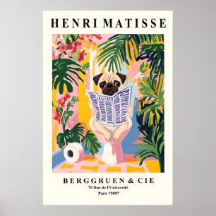 Pug en un inodoro impresión - Baño estilo Matisse