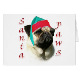 Pug (fawn) Santa Paws