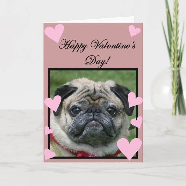 Pug Feliz Día de San Valentín tarjeta de felicitac (Anverso)