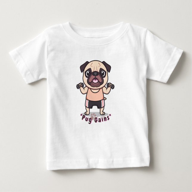 "Pug Gana Bebé Finer Jersey T-Shirt - Cute & Funn (Anverso)