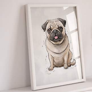 Pug | Impresión de perro | Impresión de arte de pe