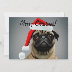 Pug In Navidad Tarjeta De Festividad Plana Gorra