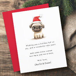 Pug lindo en Santa hat Feliz Navidad no foto