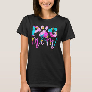 Pug, mamá camiseta graciosa, mujeres florales del