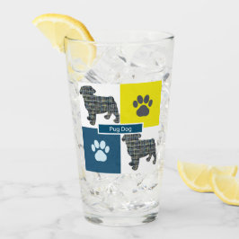 Pug Mascota Silhouette Dog & Paw Yellow & Blue Gri