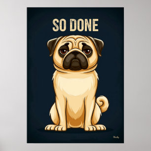 Pug Muy Cansado – Arte Divertido de Personaje de D