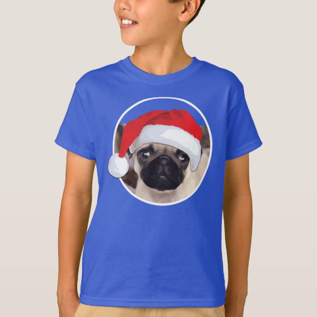 Pug navidades - Camiseta básica de las manos para  (Anverso)