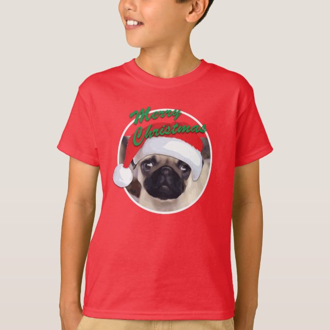 Pug navidades - Camiseta básica de las manos para  (Anverso)