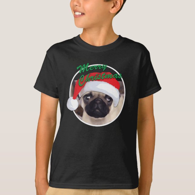 Pug navidades - Camiseta básica de las manos para  (Anverso)