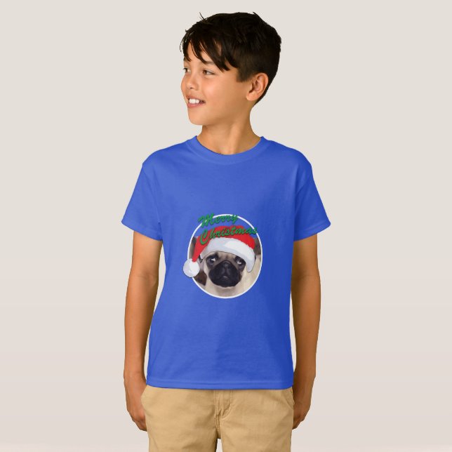 Pug navidades - Camiseta básica para niños (Anverso completo)