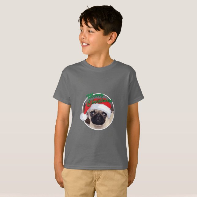 Pug navidades - Camiseta básica para niños (Anverso completo)
