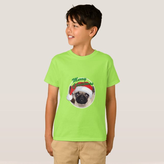 Pug navidades - Camiseta básica para niños (Anverso completo)