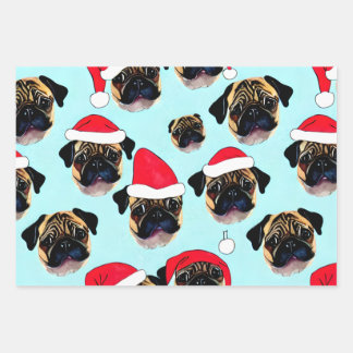 Pug Papel de envoltura de regalo de Navidad