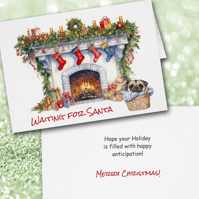 Pug Puppy Christmas Fireplace Wait for Santa (Subido por el creador)