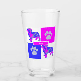 Pug Silhouette Dog & Paw Pink and Blue Square