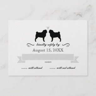 Pug Silhouettes Boda Respuesta RSVP