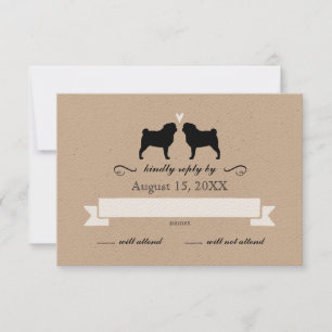 Pug Silhouettes Boda Respuesta RSVP