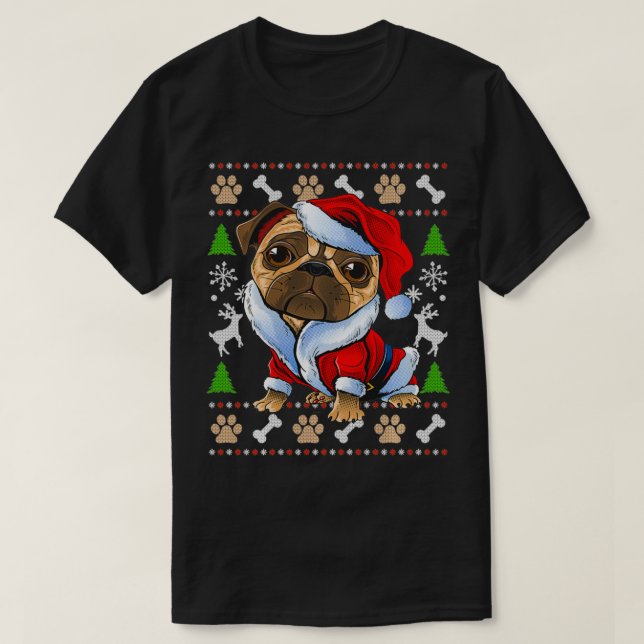 Pug Ugly Christmas Sweater Santa Claus Pug Xmas Gi (Diseño del anverso)