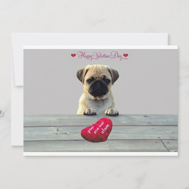 Pug Wishing Happy Valentine Day, tarjeta de invita (Anverso)