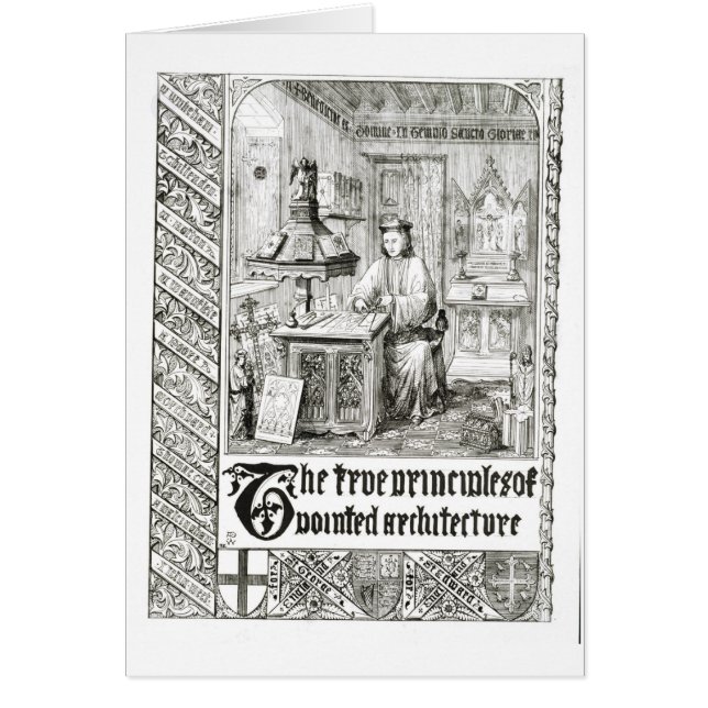 Pugin en el trabajo, frontispiece de 'principios (Frente)