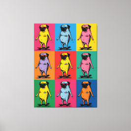 Pugs Divertidos en Monopatines Cuadrícula de Arte 
