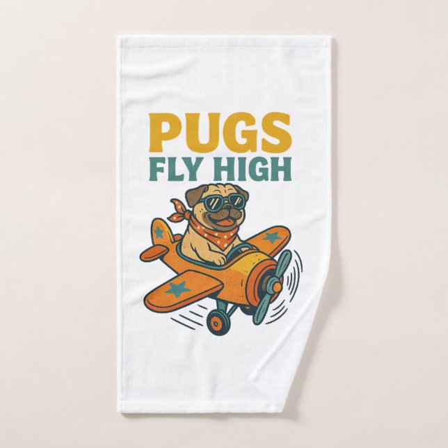 Pugs Vuelan Alto (Toalla de mano)