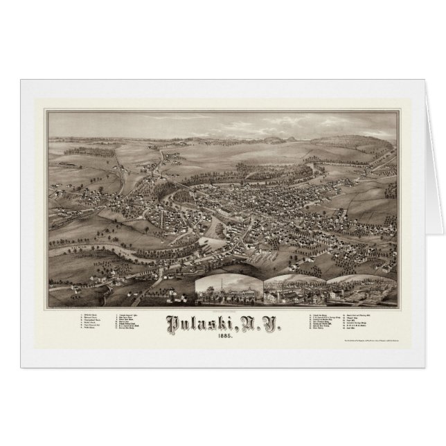 Pulaski, mapa panorámico de NY - 1885 (Anverso (Horizontal))