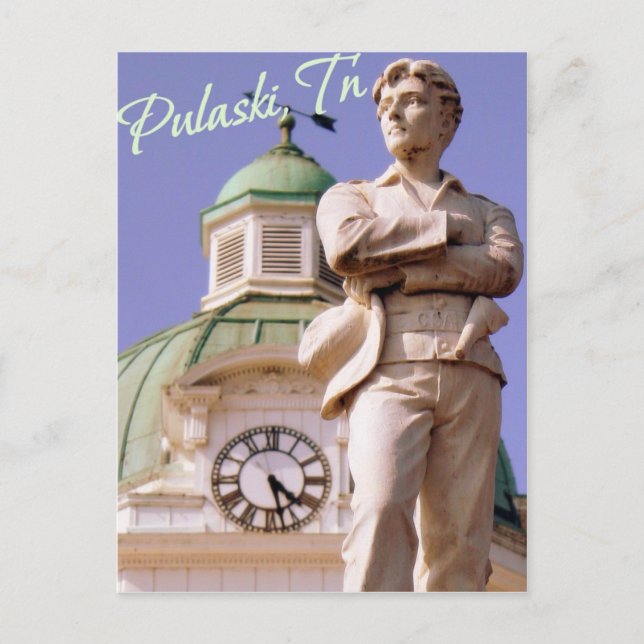 Pulaski, tarjeta postal de estatua de TN Sam Davis (Anverso)