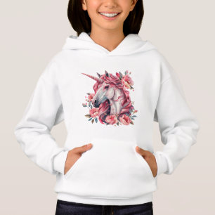 Pullover con capucha para chicas con unicornio.