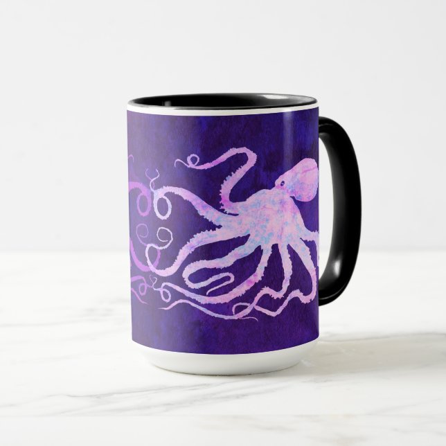 Pulpo 6 en rosa claro - 15 onzas. Taza combinada (Anverso derecho)