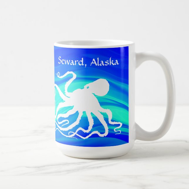 Pulpo 6 en verde azul, Seward - 15 onzas. Taza (Derecha)