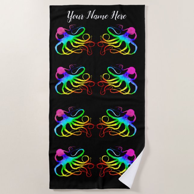 Pulpo arcoiris - toalla de playa (Anverso)