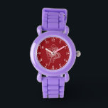 Pulpo blanco en reloj rojo<br><div class="desc">Pulpo blanco sobre un fondo rojo y un borde blanco. Diseño sencillo y elegante. Números blancos coincidentes.</div>
