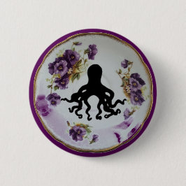 Pulpo en un botón de la insignia del Pin del ~ del