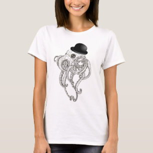pulpo lindo en camiseta del steampunk del hongo