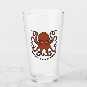 Pulpo rojo feroz con el dibujo animado de los