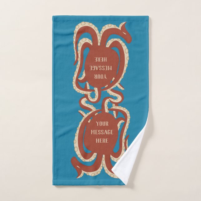 Pulpo rojo ladrillo tu mensaje gráfico (Toalla de mano)