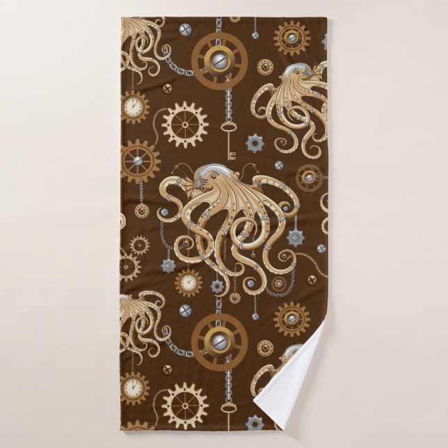 Pulpo Steampunk Retro Fantasía Mecánica (Toalla de baño)