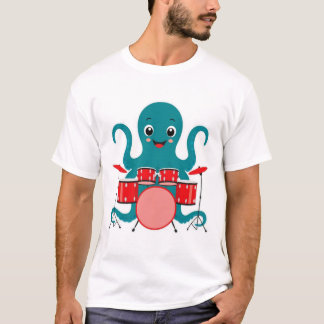 pulpo tocando tambores camiseta