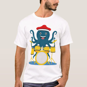 pulpo tocando tambores camiseta