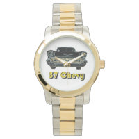 57 Chevy Two-Tone con reloj de tono oro y plata
