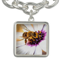 Abeja De Miel Sobre El Arte Acrílico De La Daisy A