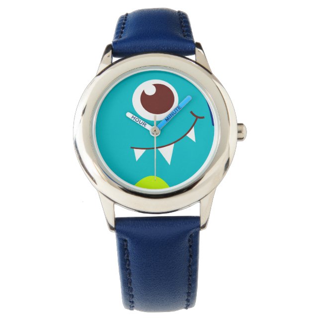Pulsera Amigable cara alienígena aqua azul reloj de niños (Anverso)