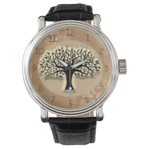 Pulsera Árbol parado frente a un reloj de paisaje