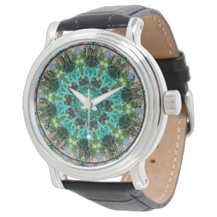 Pulsera Arte en bicicleta - Reloj de cuero negro masculino