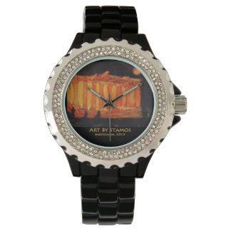 Pulsera Arte Por Stamos "Parthenon", reloj de pintura