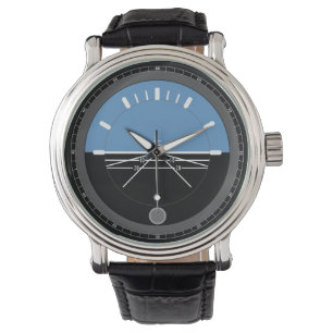 Pulsera Aviación de cuero negra del reloj de los hombres