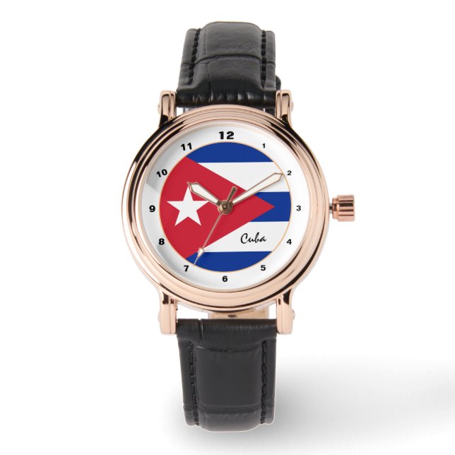 Pulsera Bandera cubana y reloj de moda/diseño de moda (Anverso)
