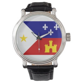 Pulsera Bandera de Cajun Acadiana redonda frente a reloj