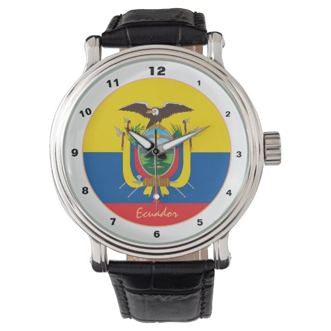 Pulsera Bandera de Ecuador, reloj de moda y diseño de moda (Anverso)